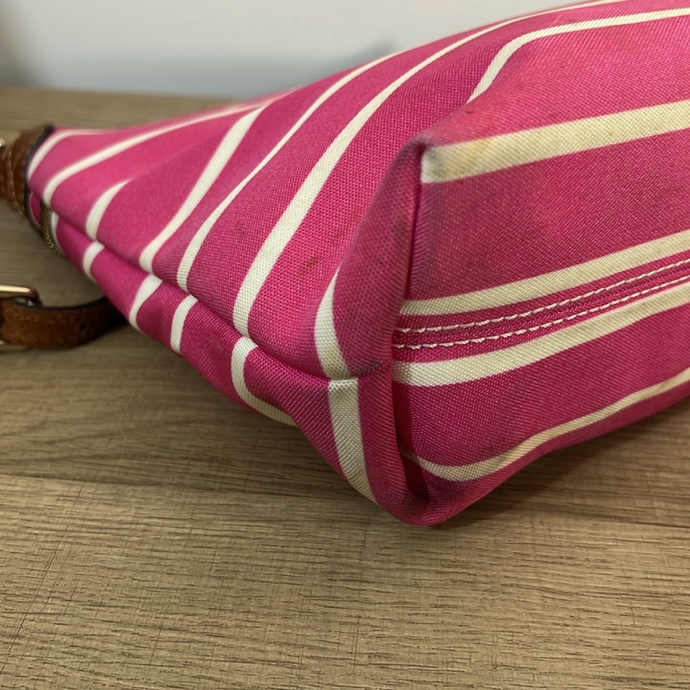 Dooney and Bourke, pink white striped canvas bag Crossbody - Picture 8 of 16